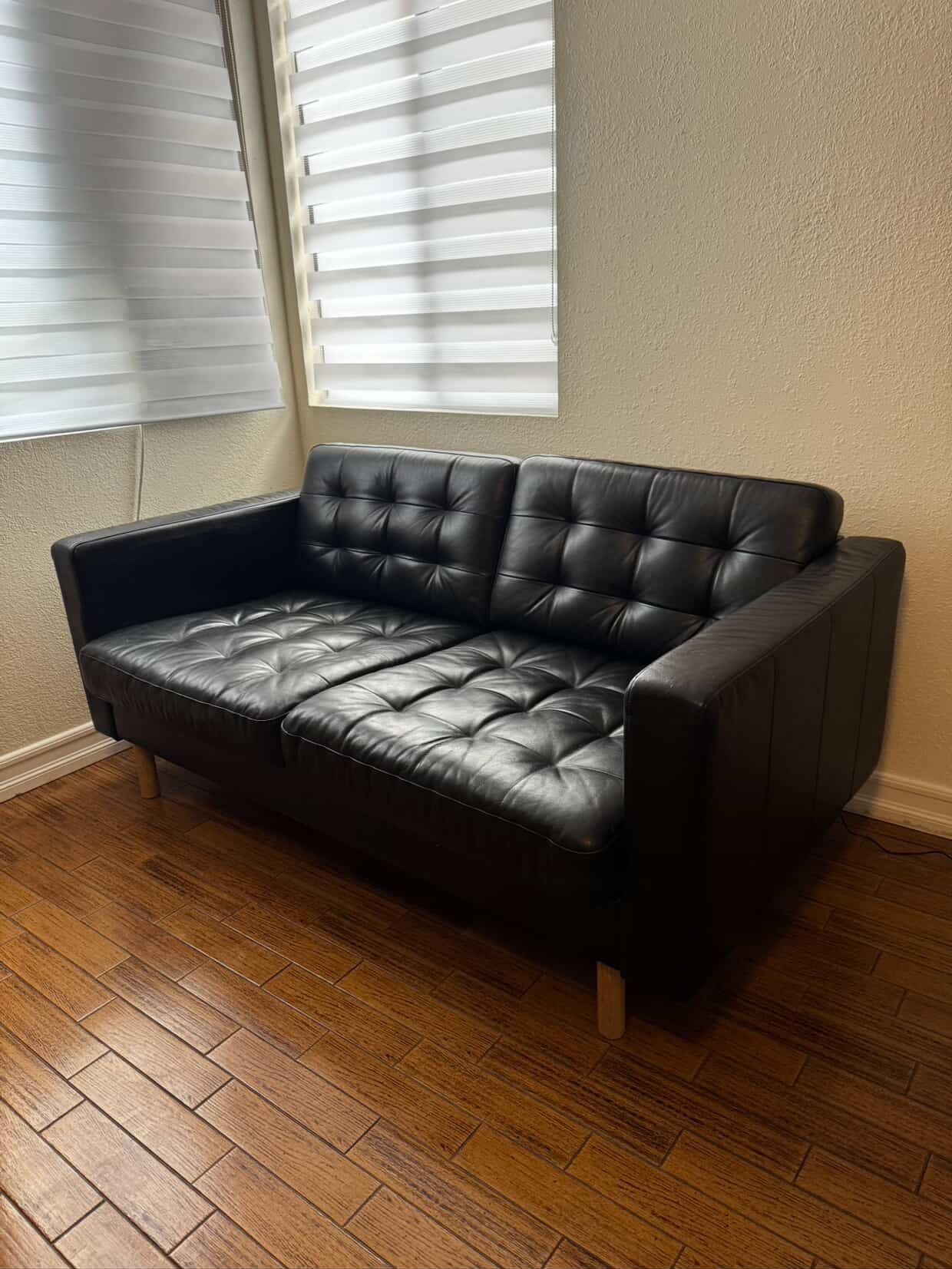 IKEA sofa/couch in black tufted leather