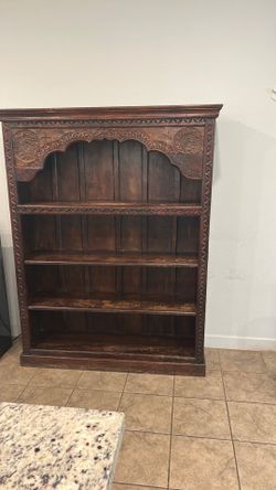 Antique Mexican All Wood artisanal Bookcase