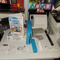 Nintendo Wii Blue Edition With U Draw Bundle