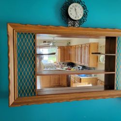 Mid-Century Turner Wall Acessory 8444 - Wood/Metal Shadow Box Mirror Decor