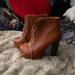 Brown Leather Boot Heels Size 6.5 