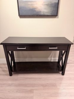Black Espresso Console Table – 2 Drawers & Lower Shelf