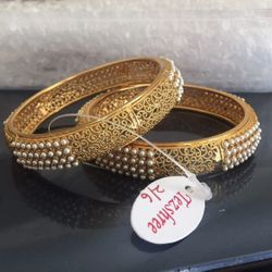 22k Gold Plated Bangles Size 2.6 7.5” Around