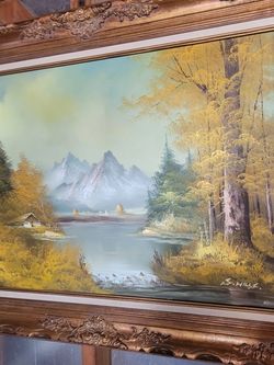 Beautiful Pintures !!mountain landscape framed Wood painting!!