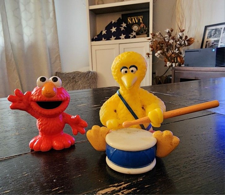 Sesame Street Elmo Figure And Vintage Big Bird
