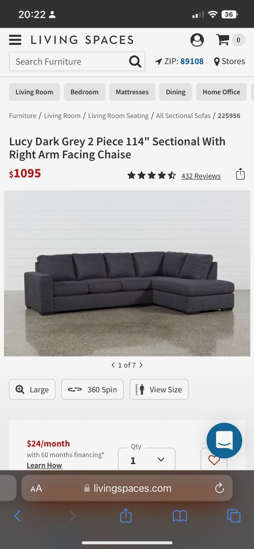 Lucy Dark Grey 2 Piece 114” Sectional With RIGHT Arm Facing Chaise
