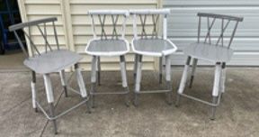 New, Price Firm, Set of 4, Becket Metal X Back Dining Chairs, Gray- Project 62