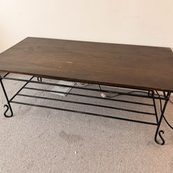 Wrought Iron & Wood Coffee Table