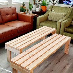 17"H X 60"W X 16"D (4 Planks) 🌱Solid Wood Bench/Coffee Table ::: Interior & Exterior ::: Natural ::: $85/Pc.