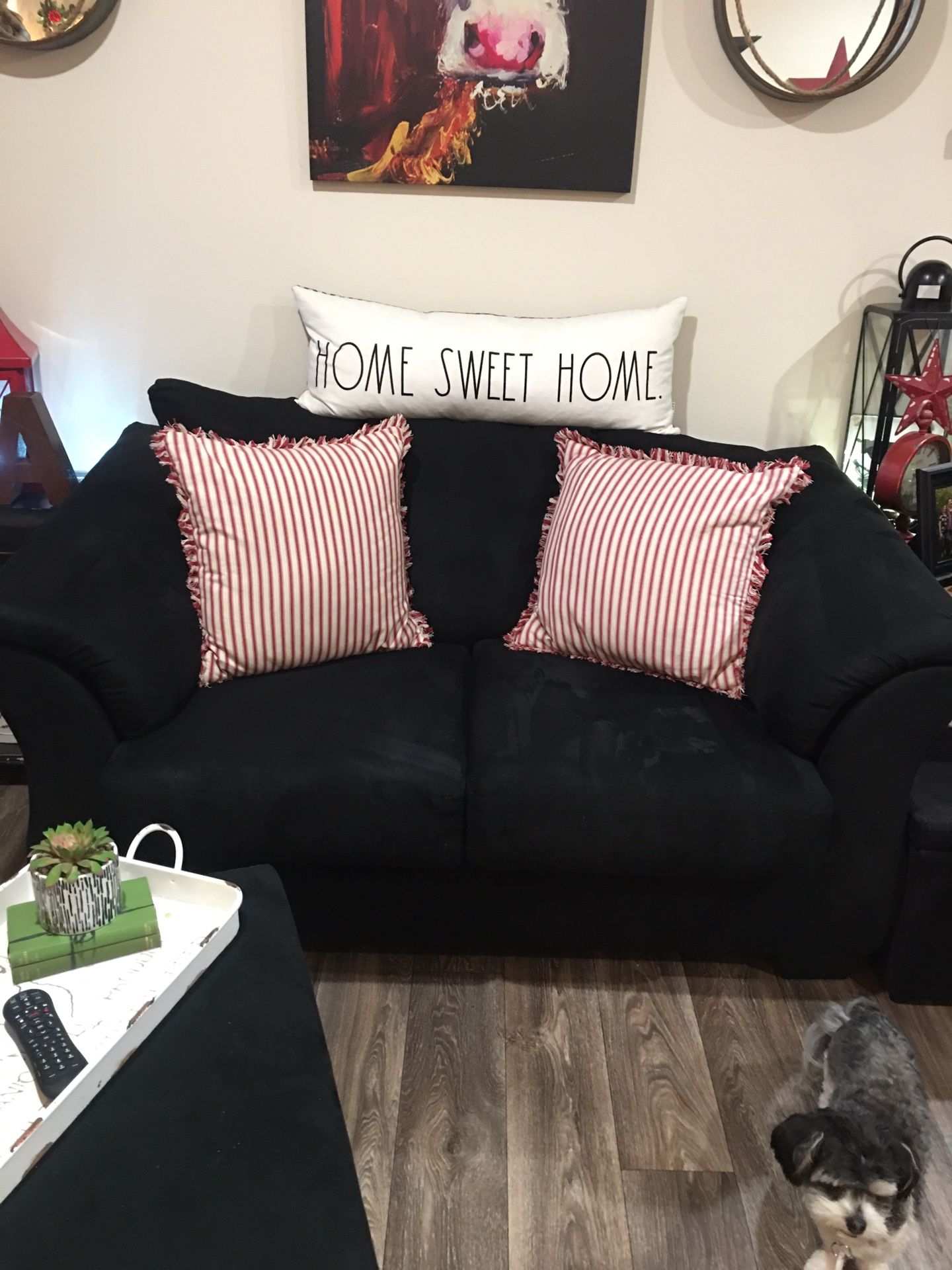 Black Loveseat And Ottoman