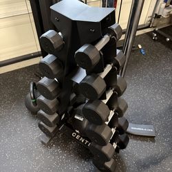 Centr 12 Sided 210lb Rubber Dumbbell set w/Rack
