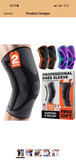 bareflex Elite Knee Brace Pair XL Gray/Orange Knee Support Compression