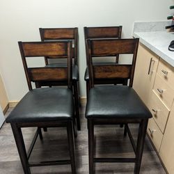 4 Counter Height Chairs with Leather seats IKEA