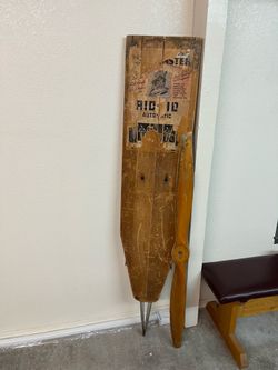 Vintage Rustic Ironing Board & Wooden Propeller Decor