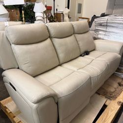 Sanders Leather Power Reclining Sofa with Power Headrests