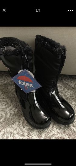 Totes BIG girls size 5 6 black pink snowboots snow boots