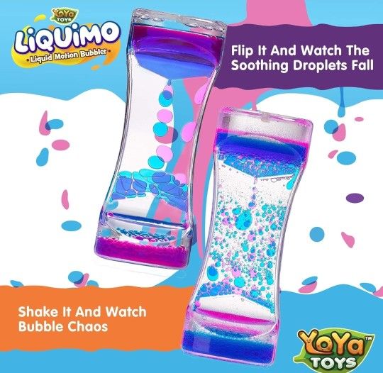 Liquid Motion Bubbler - 3 Pack - Sensory Fidget Desk Toy for Kids & Adults - Relaxing Hourglass Timer Tubes - Calming Visual Play for School, Home, Of