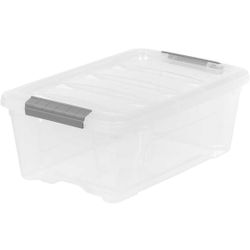 iris Buckle Up Storage Box, 12.9 Quart, Clear, 4 Count