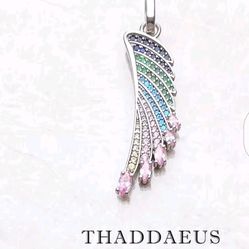 925 Sterling Silver Colorful Hummingbird Wing Zircon Pendant Necklace 