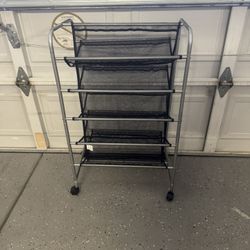 5-Shelf Rolling Mesh Storage Cart Organizer on Wheels