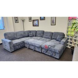 Corduroy Large Sectional Sleeper Sofa With Pull Out Bed  - Limited Time Offer 