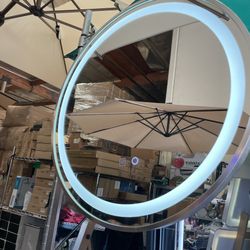 24” Round Touch Button Bathroom Mirror with Switchable Color LED and Defogger