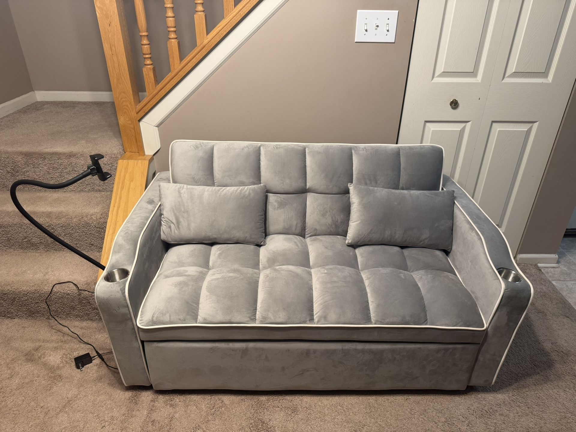Gray Loveseat Futon Couch