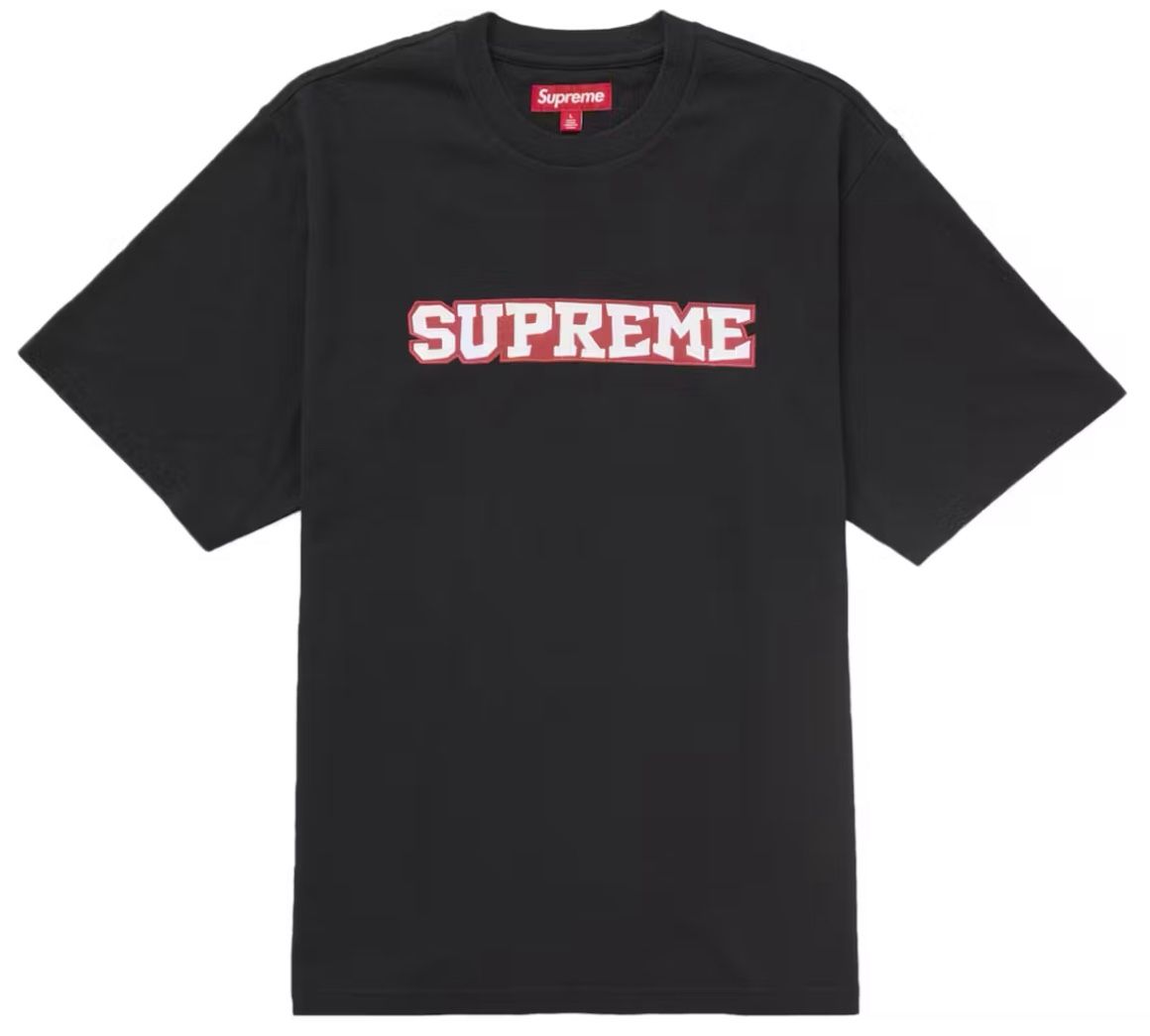 Supreme Satin Appliqué Tee - Black (Small)