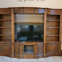 Massive Solid Wood Entertainment Center – 3-Piece Unit w/ Shelving & Storage