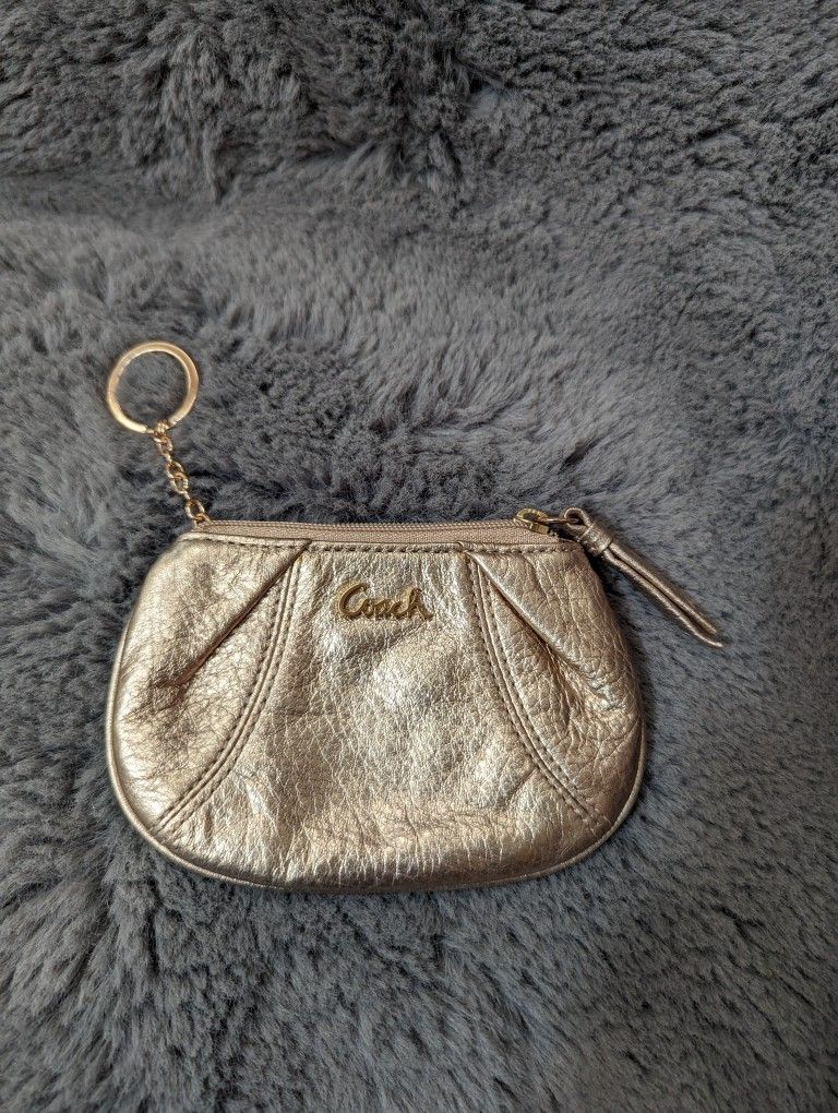 Coach Parker Rose Gold Women’s Card Coin Key Mini Pouch Wallet Keychain