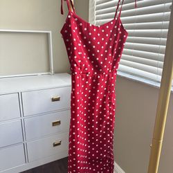 Red Polka Dot Midi Dress