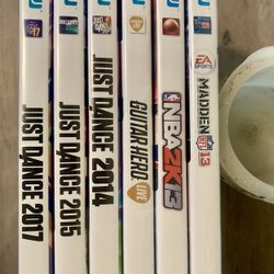 Wii Games (6) Madden,NBA2K,JustDance,Guitar hero