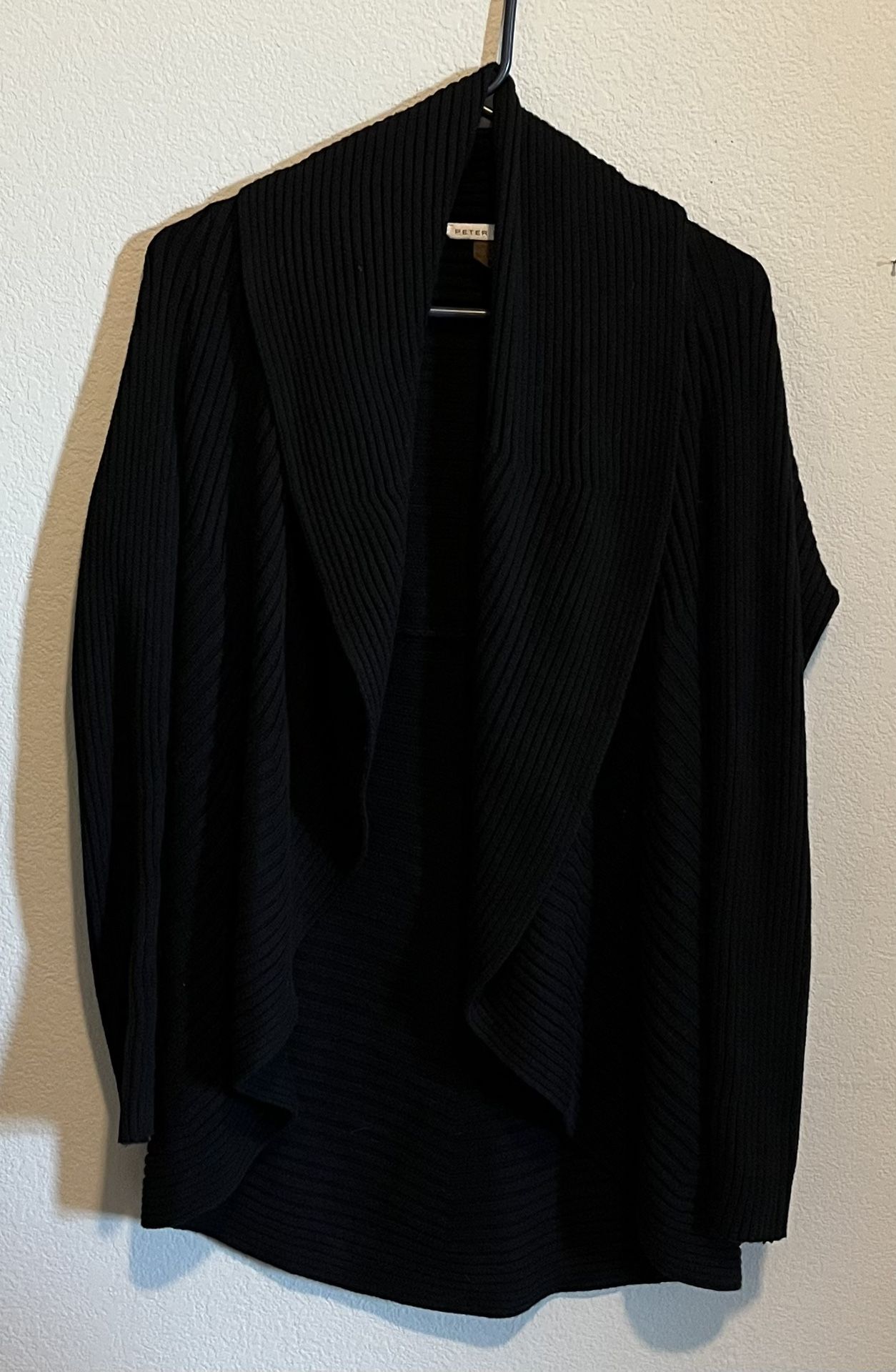 Peter Nygard Black Open Front Cardigan/Shawl