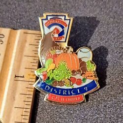 Softball California District 9 Cornucopia Horn Of Plenty Sports Vintage Collectible Lapel Pin A-1