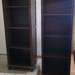 2 wooden matching shelves