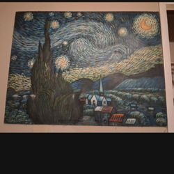 $350 LARGE STARRY NIGHT CANVAS PAINTING