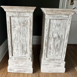 Pair Of Wooden French Style Pedestal Stands