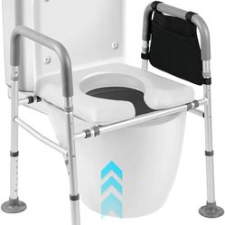 Raised Toilet Seat with Handles, Adjustable Commode Chair for Toilet with Arms, Toilet Seat Risers for Seniors, Shower Commode Chair, 350lb Handicap T