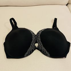 Women’s Cacique 40DDD Boost Balconette Underwired Padded Adjustable Strap Crochet Pattern Black Bra