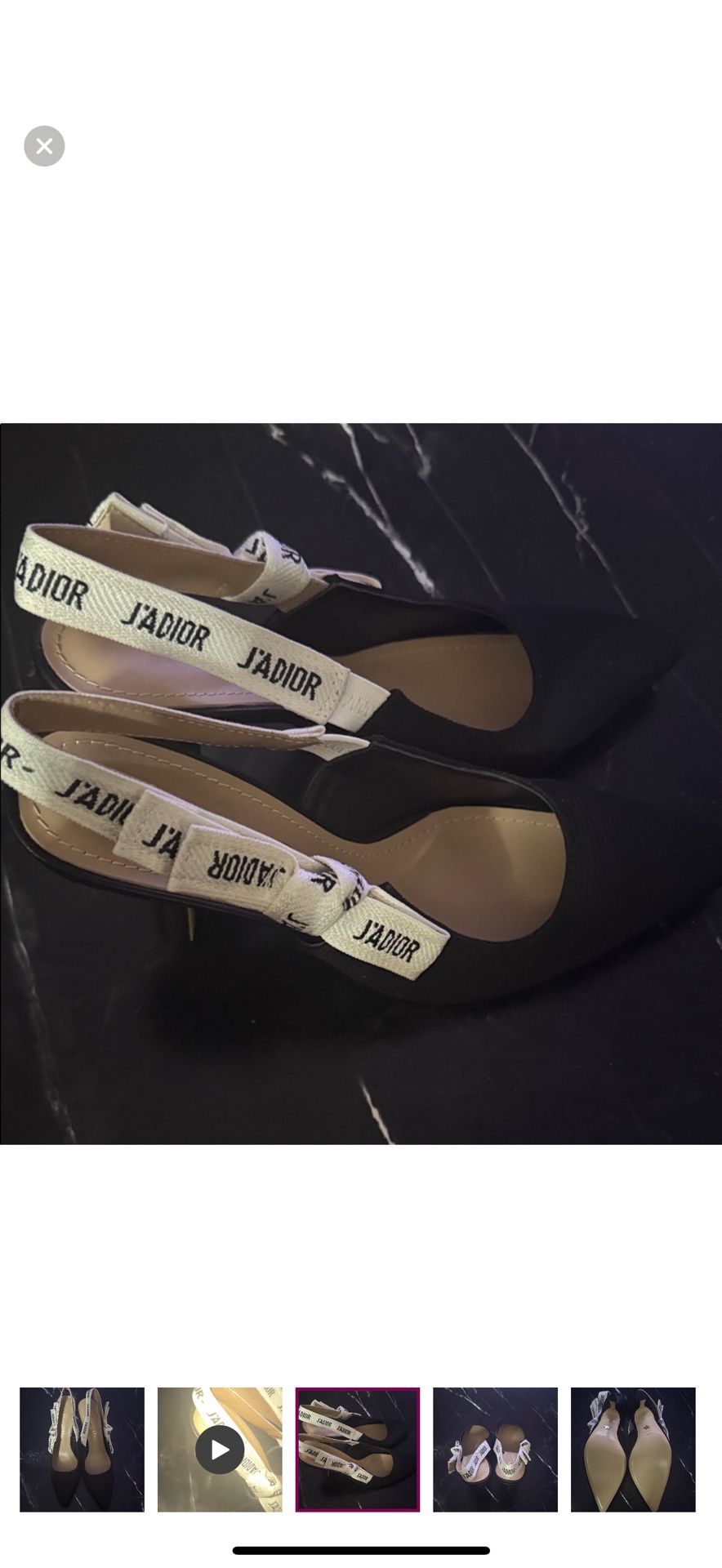 Dior Elegant Black Heels with White Accents Sz: 38 Uk/8 W