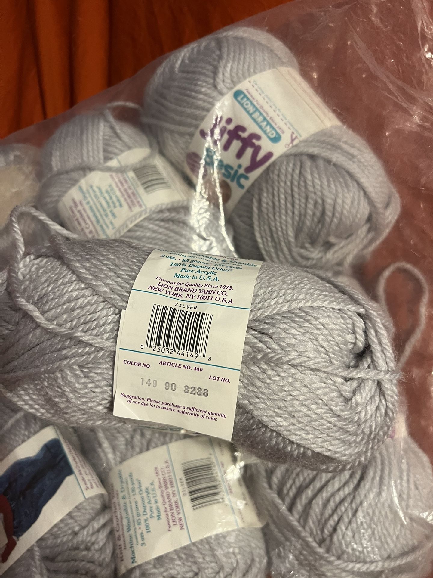 9 Skeins Acrylic Yarn Silver
