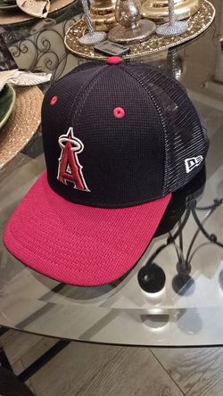 Men's Los Angeles Angels New Era Navy/Red 2025 Batting Practice 9SEVENTY Stretch- Snap Trucker Hat