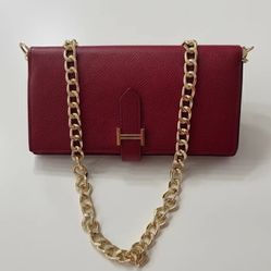 Hermes Bearn Red Long Bifold Wallet 