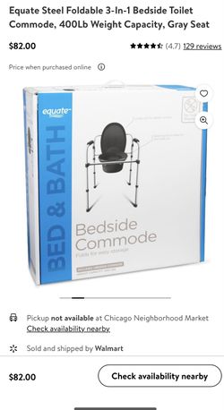 Equate Steel Foldable 3-In-1 Bedside Toilet