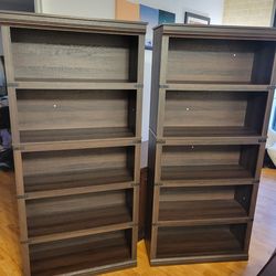A set of two 5-tier bookshelves