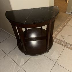 Solid Wood Entry Table With Black Marble Top