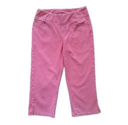 Belle Size 10 Capri Pants Denim Jeans Pink Stretchy New