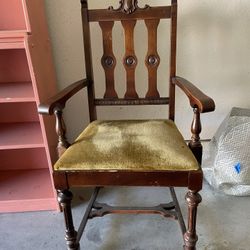 Wood And Faux Velvet Chairs