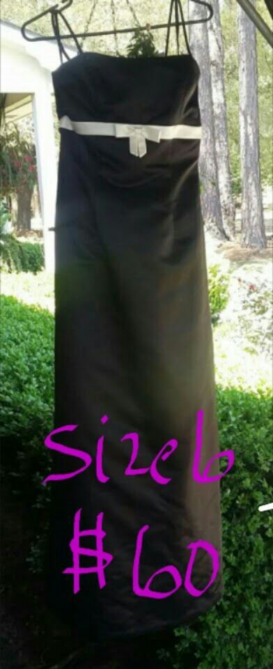 Bridesmaid Dress Blk with Cream Ribbons