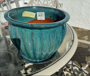 Trendspot Glazed Ceramic Planter with Saucer